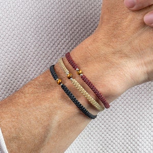 Mens Tiger Eye Beaded Bracelet, Surfer Bracelet Men, Mens Macrame Bracelet, Boho Colombian Adjustable Bracelet, Bracelet Gift For Him