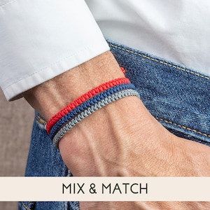 Mens Macrame Surfer Style Bracelet Set Minimalist Mens Jewelry Teen Boy Gift Everyday Waxed Cord Waterproof Woven Bracelet Boho Mens Gift