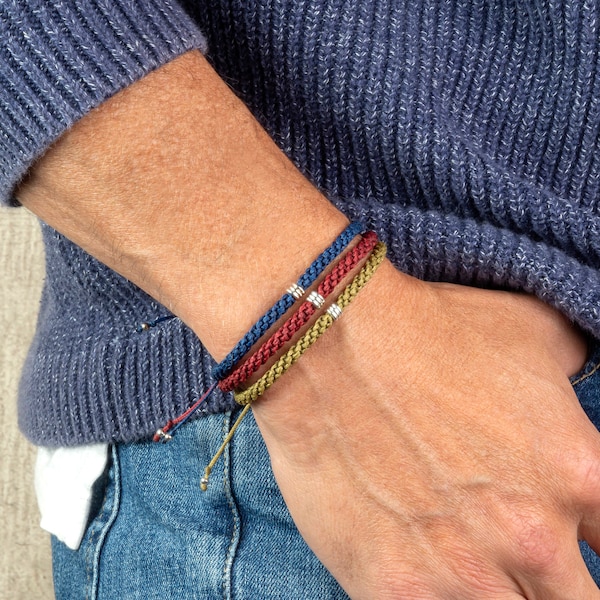 Mens Cord Bracelet | Colombian Macrame Bracelet | Adjustable Braided Bracelet | Gift for Dad