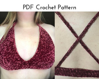 Velvet Crochet Bra Pattern | Crochet Festival Top Pattern | Crochet Bralette Pattern | Crochet Crop Top Pattern | PDF Digital Download