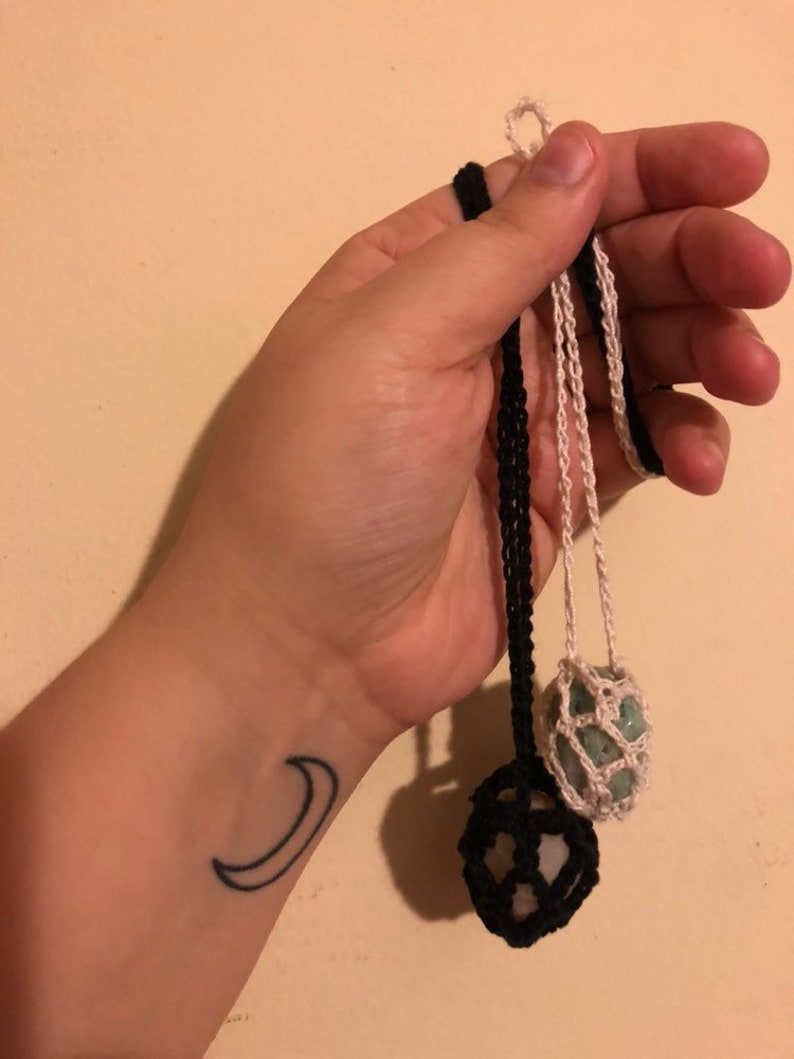 Crochet Crystal Holder Necklace Crochet Stone Holder Pouch Etsy