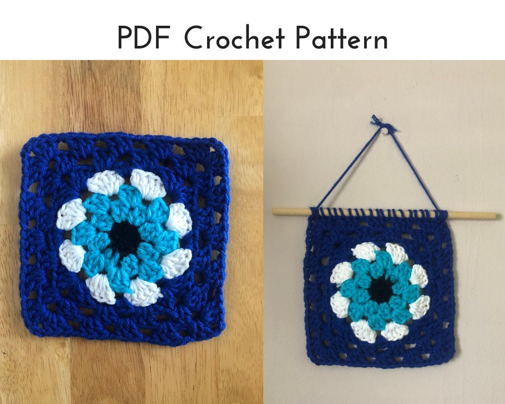 40 Eye Crochet Patterns: Mesmerizing Designs for Every Crochet Enthusiast 31 Crochet Evil Eye Granny Square Pattern Evil Eye Wall