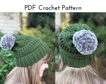 Crochet CC Beanie Pattern | Easy Crochet Beanie Pattern | CC Beanie Copycat Hat Crochet Pattern | BONUS Faux Fur Pom-Pom Crochet Pattern