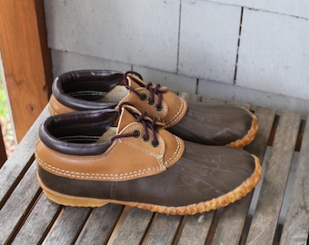 Vintage Sorel Chinook Low Duck Shoes, Brown Leather Waterproof Shoes (Size 10 Narrow)