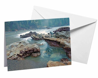 Karta z widokiem na morze, pusta kartka z pozdrowieniami z fotografią Rock and Wave Print autorstwa Shel Neufeld, odzyskana karta z papieru, karta ze zdjęciem z widokiem na morze, na każdą okazję