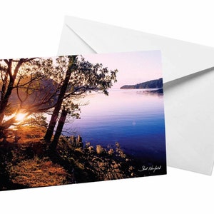 Nature Carte de vœux Photo Print par Shel Neufeld, Fine Art Print Card avec silhouette d’arbre, Paysage côtier apaisant, Carte de remerciement