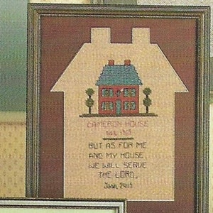Vintage Housewarming Cross Stitch Pattern Religious KJV Bible Verse "But as for me and my house we will serve the Lord" Joshua 24:15