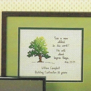 Vintage Retirement Cross Stitch Pattern Religious KJV Bible Verse &quot;See a man skilled in his work? He will stand before Kings. Pro 22:29&quot;w