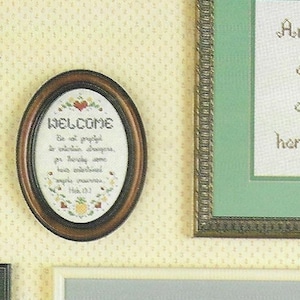 Vintage Easy Cross Stitch Bible Verse Hebrews 13:2 &quot;Be not forgetful to entertain strangers for thereby some have entertained angels&quot;