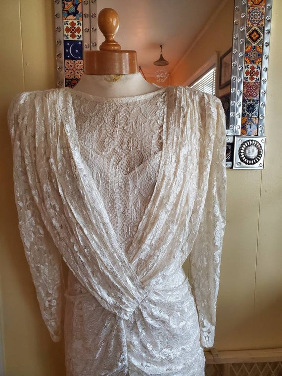 1980s does 1940s white lace wedding dress