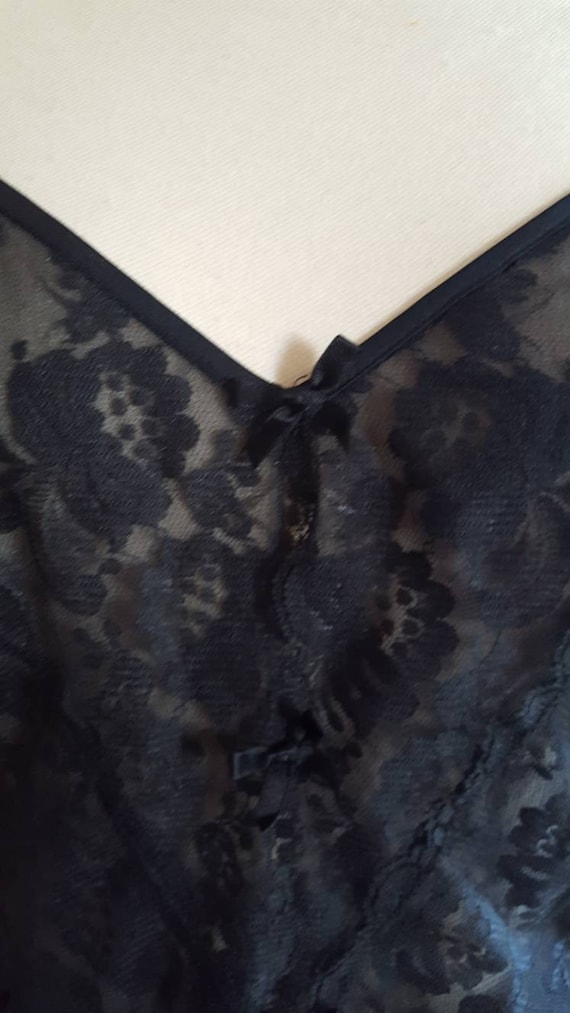 1980s long black nightgown size small black lace … - image 9