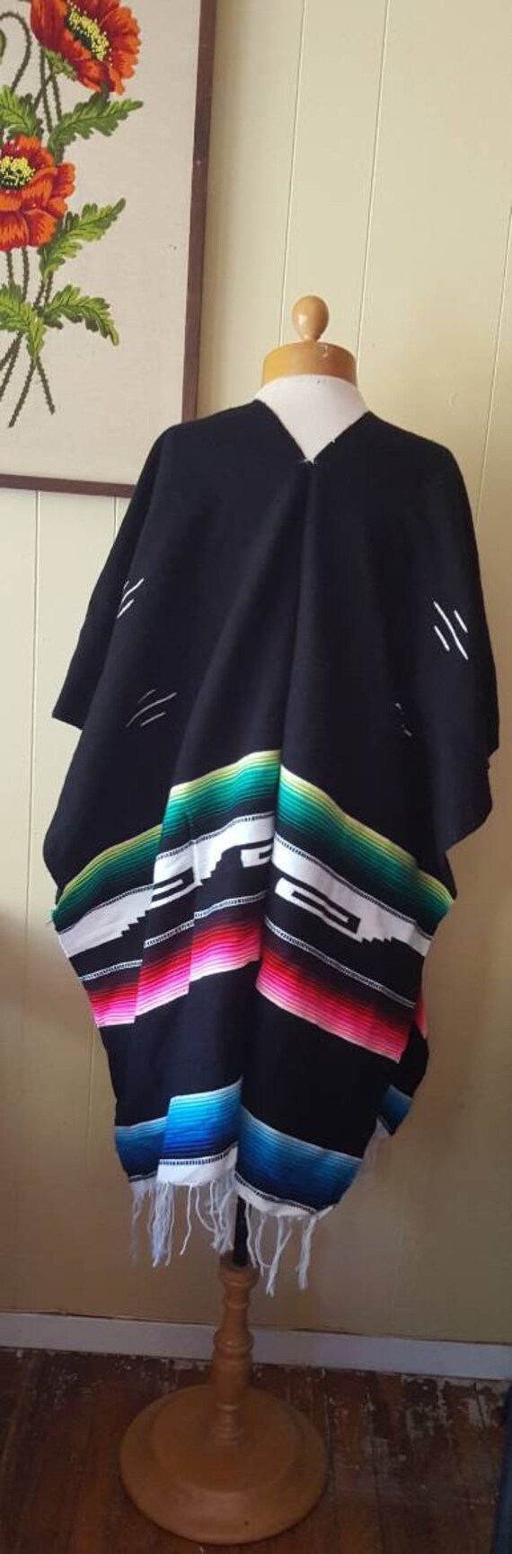 Mexican blanket poncho vintage ponchos Gem