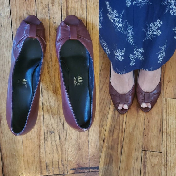 1980s maroon pumps size 8 - image 1