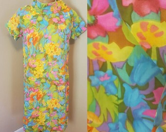 1960s colorful shift dress • small/ medium