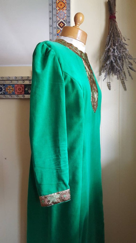 1960s green velvet maxi dress size s/m - image 9
