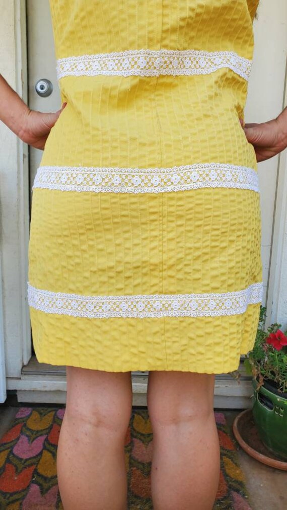 1960s yellow wiggle dress • small - image 4