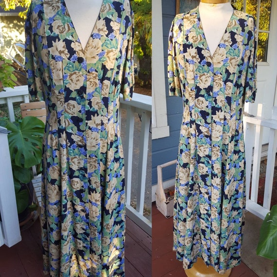 1980s does 1940s floral SUMMER DRESS • medium - image 1