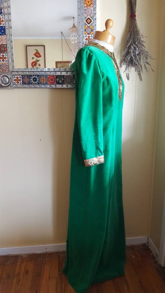 1960s green velvet maxi dress size s/m - image 7