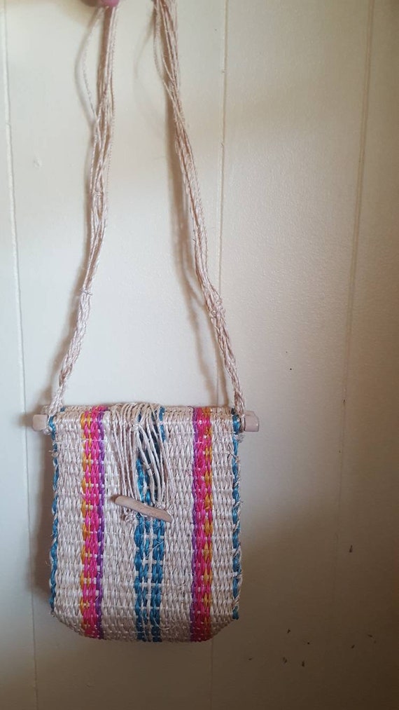 Small woven purse rainbow vintage kids purse - image 8