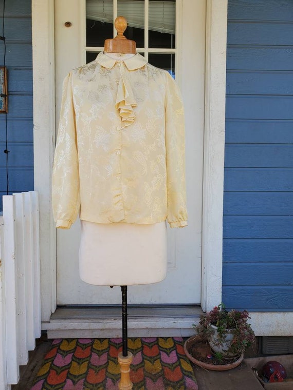1970s golden yellow career blouse • s/m - image 6