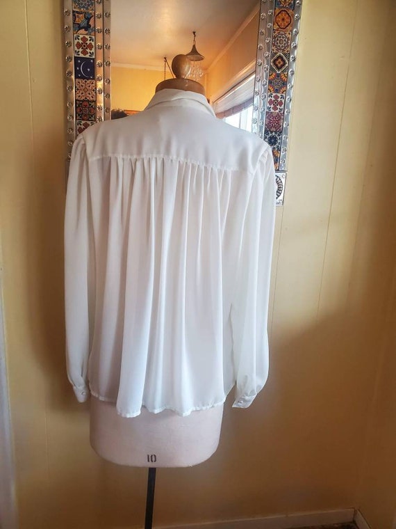 1980s white career blouse with  bow • large - image 9