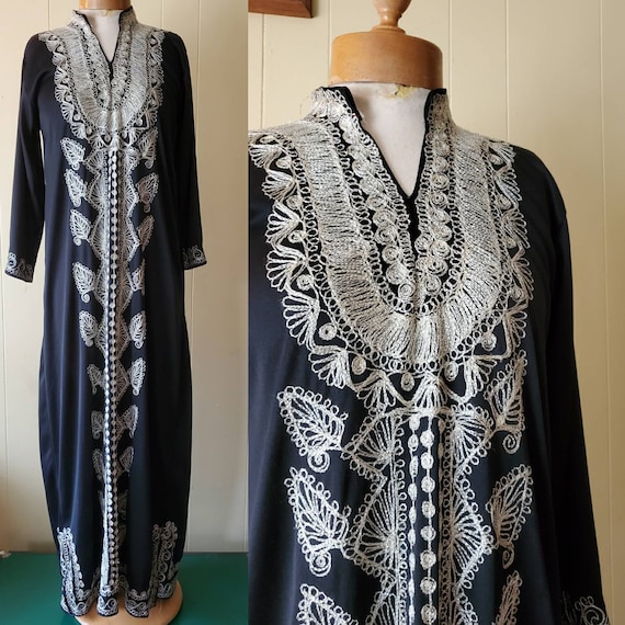 1960s boho embroidered tunic dress • size small