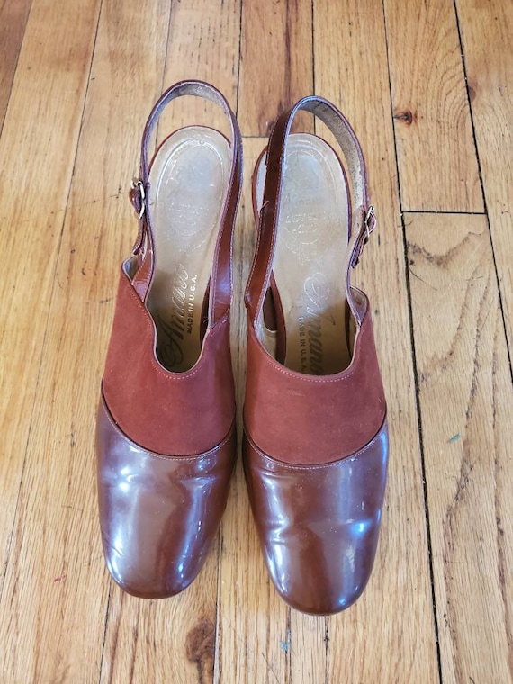 1960s Amano brown leather shoes size 7.5