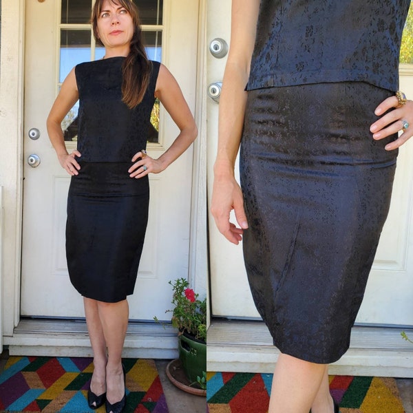 1960s black skirt and top • xs/s