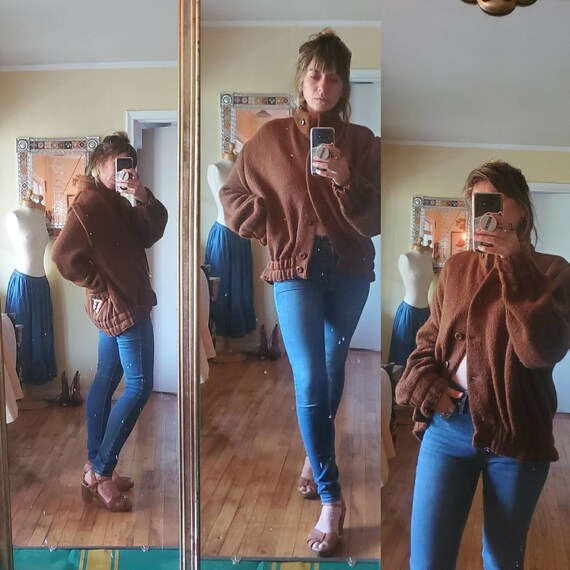 1980s brown mohair sweater • XL