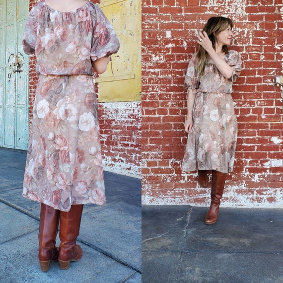 1970s floral peasant dress • s/m - image 2