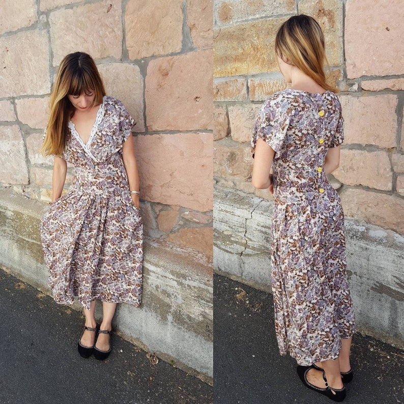 1990s does 1940s lavender lace summer dress vintage summer dresses purple floral dress image 3