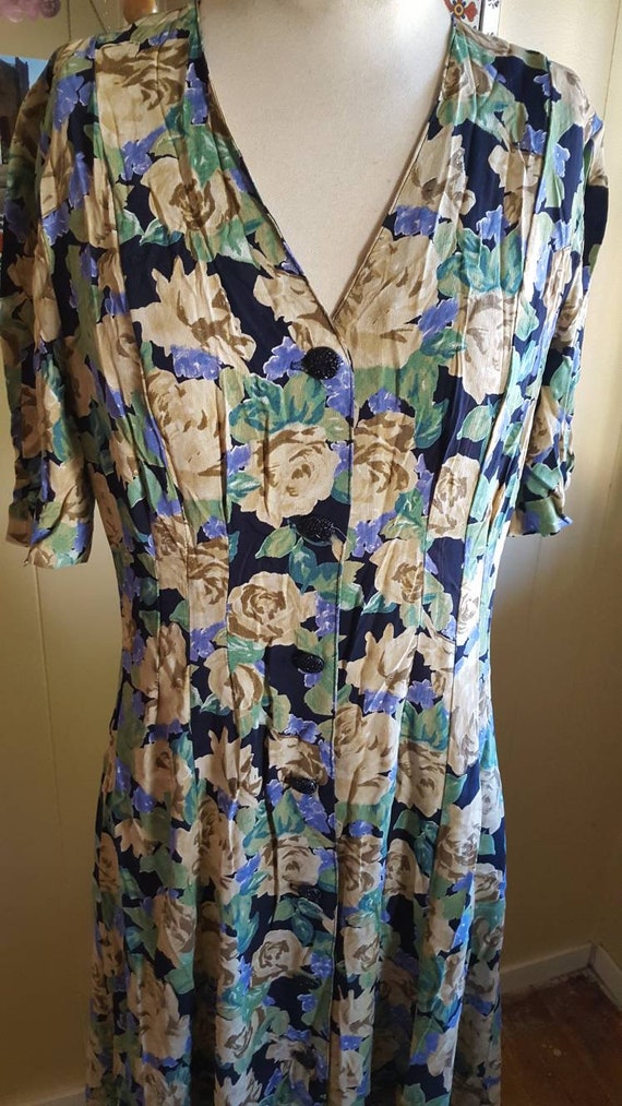 1980s does 1940s floral SUMMER DRESS • medium - image 7