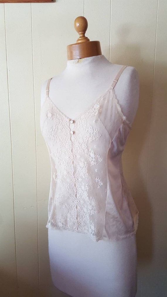 1970s cream lace sexy camisol