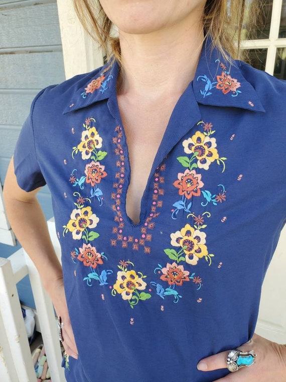 1970s embroidered top • small - image 9