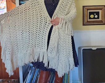 Hand-knitted large shawl