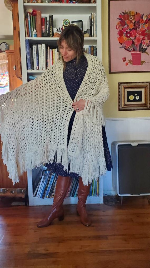 Hand-knitted large shawl