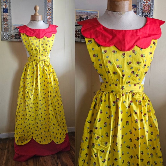 1970s Handmade pinafore apron dress - image 4