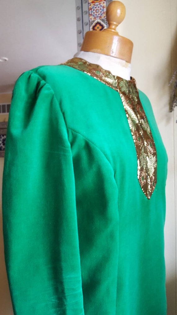 1960s green velvet maxi dress size s/m - image 4