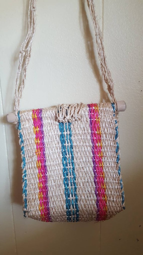 Small woven purse rainbow vintage kids purse - image 6