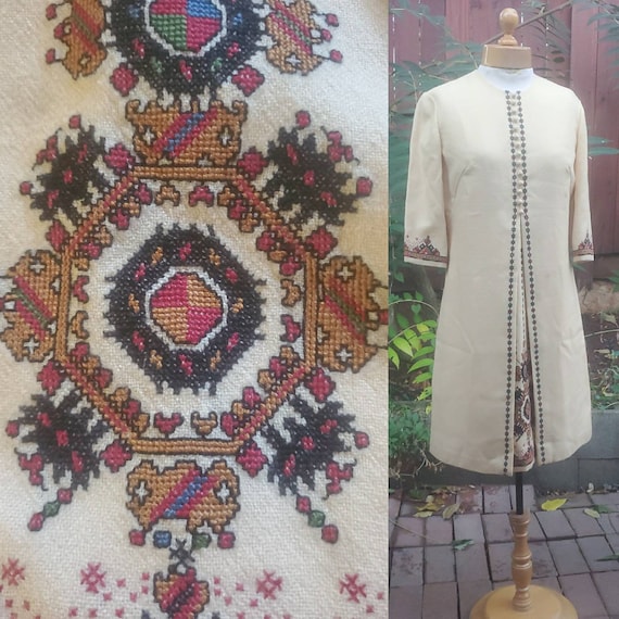 1960s Yugoslavia Serbian needlepoint embroidered d
