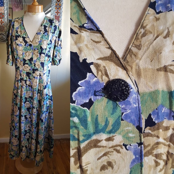 1980s does 1940s floral SUMMER DRESS • medium - image 2