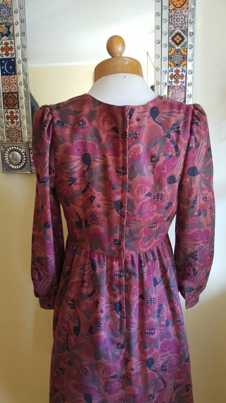 1960s autumn bird dress \u2022 petite small
