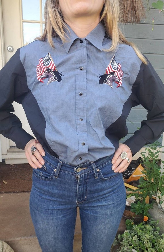 American flag cheap western shirt