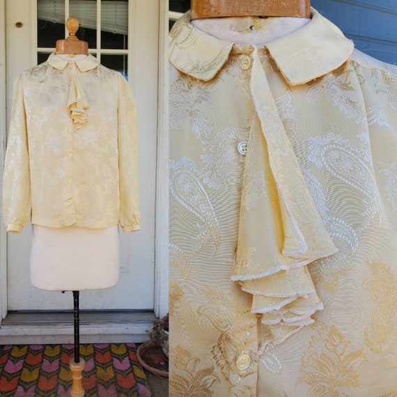 1970s golden yellow career blouse • s/m - image 1