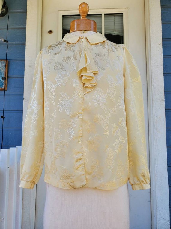 1970s golden yellow career blouse • s/m - image 2