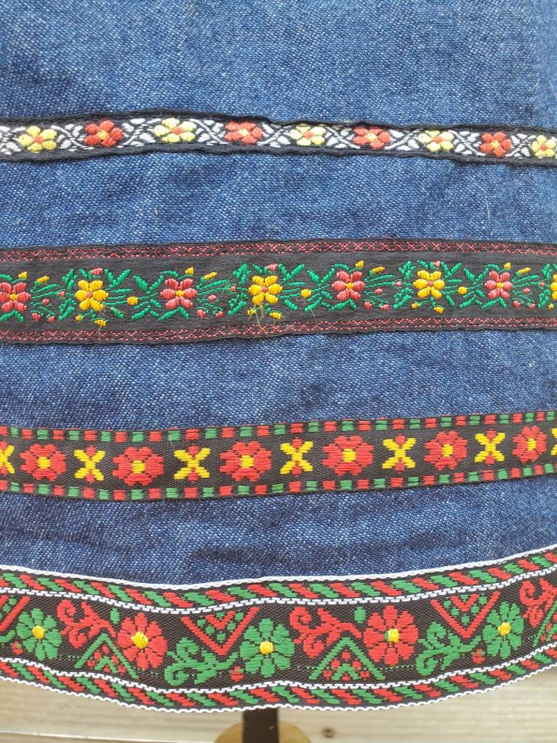 1970s denim embroidered dress size medium image 8