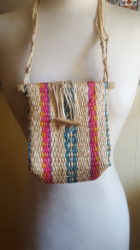 Small woven purse rainbow vintage kids purse - image 1