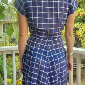 1940s blue plaid dress small image 6