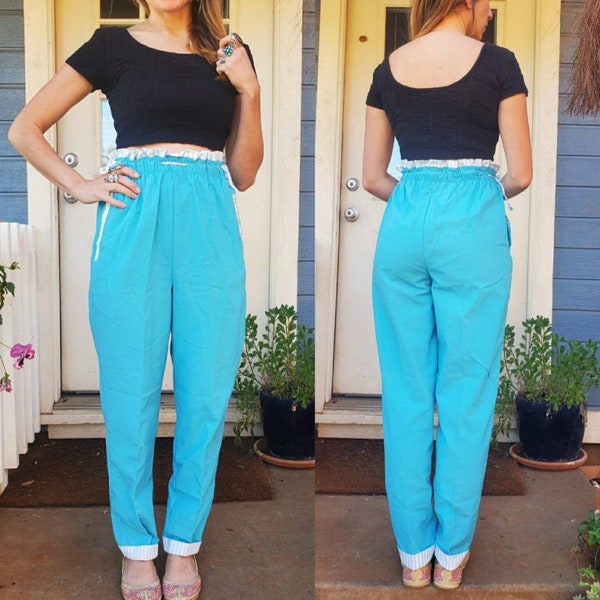 1980s blue high-waisted pants • medium