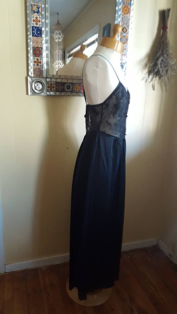 1980s long black nightgown size small black lace … - image 7